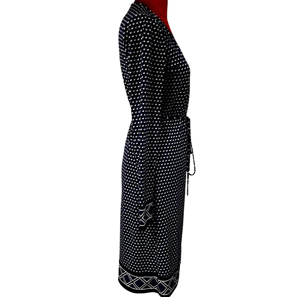 Michael Kors dress black & royal blue geometric print true wrap style size S